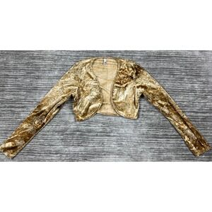 Ing Top Womens Large Velour Longsleeve Cropped‎ Open Front Casual